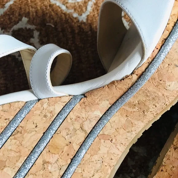 Jimmy Choo Optic White Vachetta Leather Portia 120 Silver Cork 10/EU 40 - Picture 7 of 14